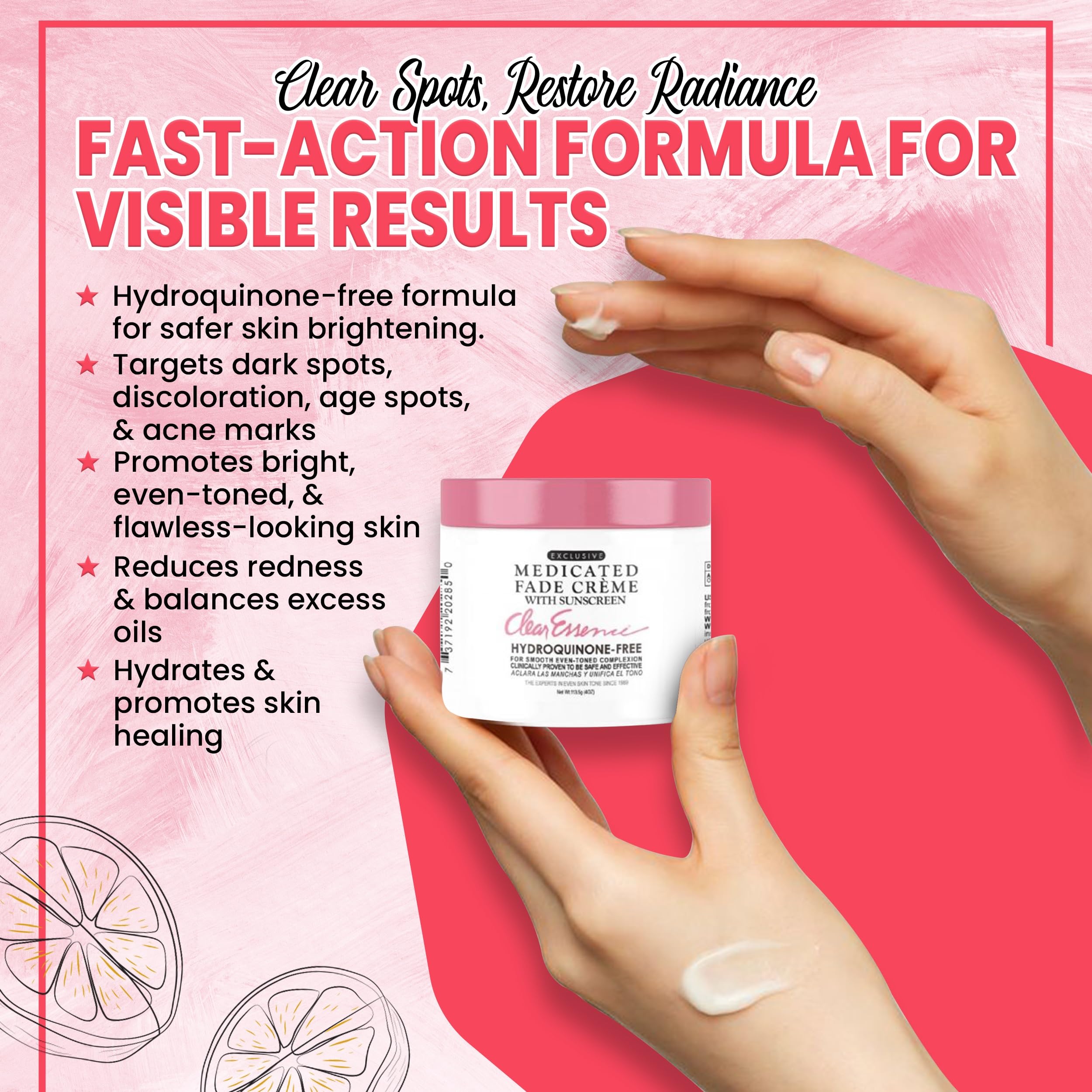 Clear Essence Fade Creme texture swirl illustrating quick absorption