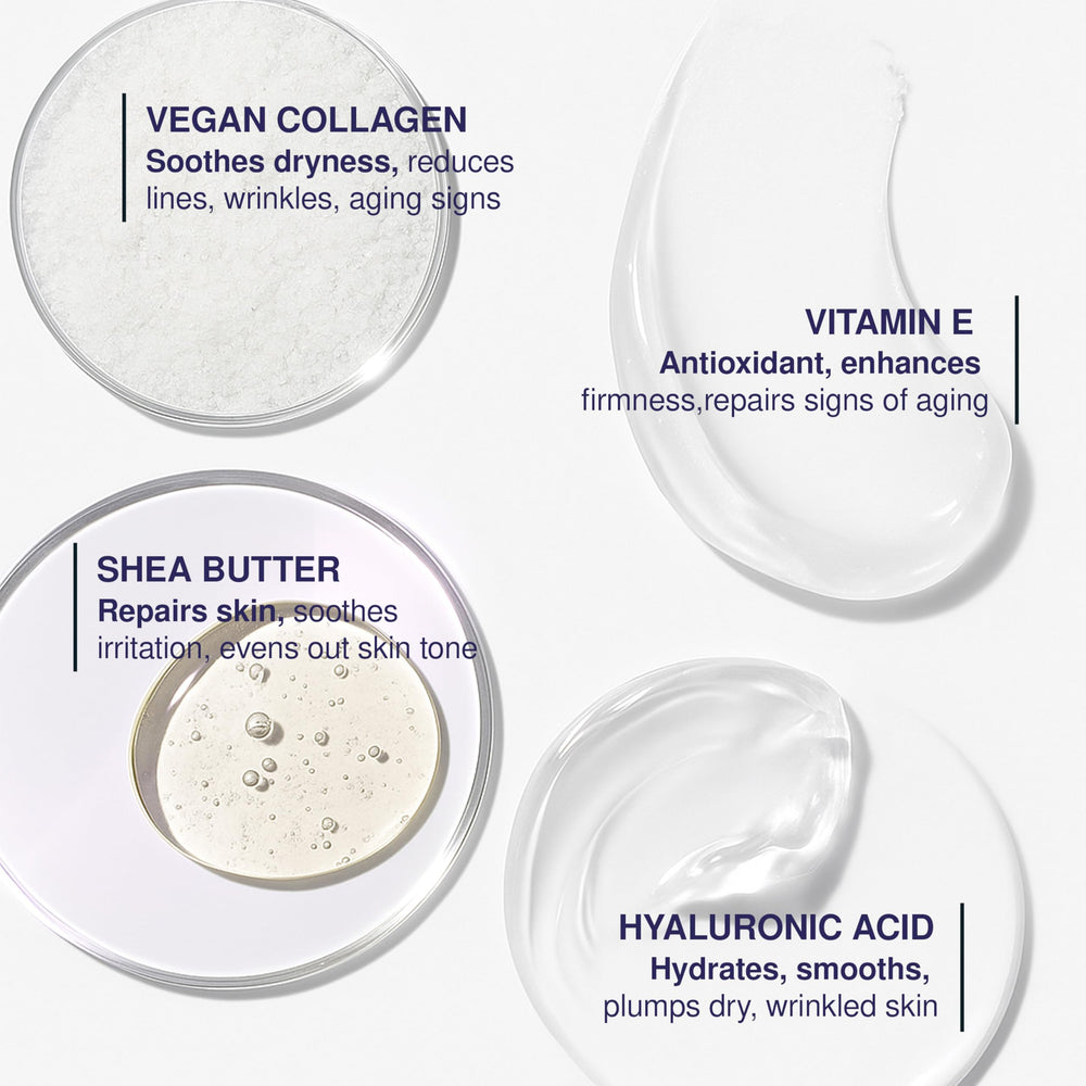 Clear Visage collagen moisturizer bottle on shelf signals daily-use routine.