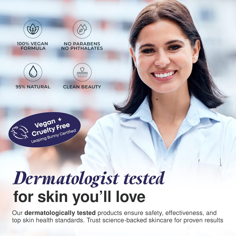 Clear Visage collagen moisturizer on hands demonstrates easy smoothing and skin-firming feel.