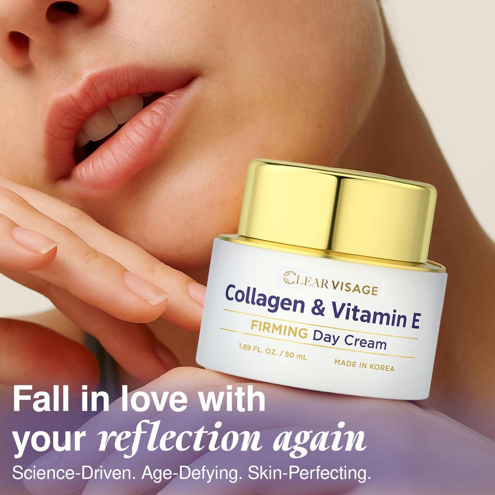 Clear Visage collagen moisturizer packaging highlights premium daily hydration routine.