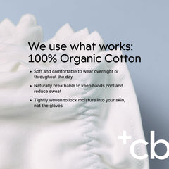 Clearbody Organics cotton gloves with elastic wristband for secure fit during wear