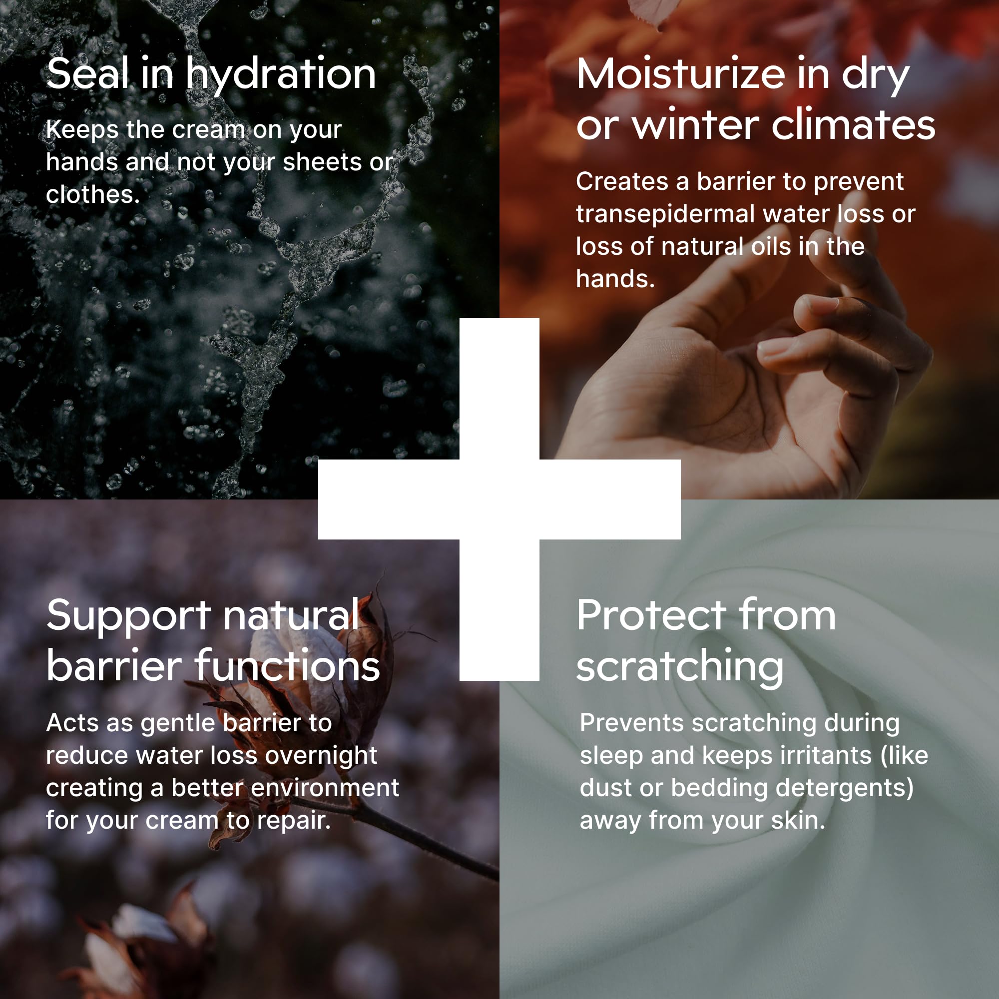 Clearbody Organics gloves nighttime treatment shown with cream for locked-in moisture.
