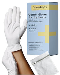 Clearbody Organics gloves closeup showing soft cotton texture for sensitive skin comfort.