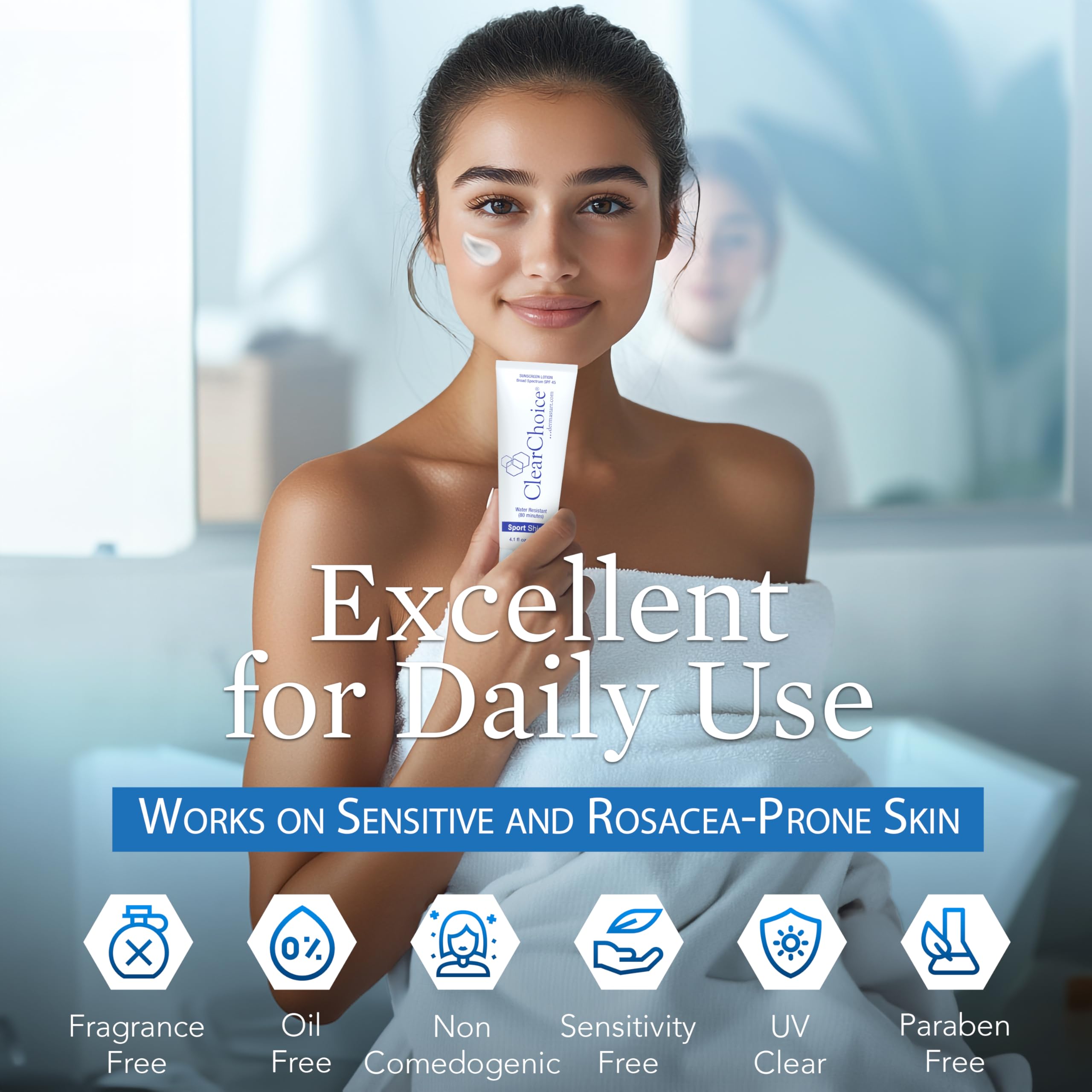ClearChoice sunscreen under makeup displays sheer, blendable finish.