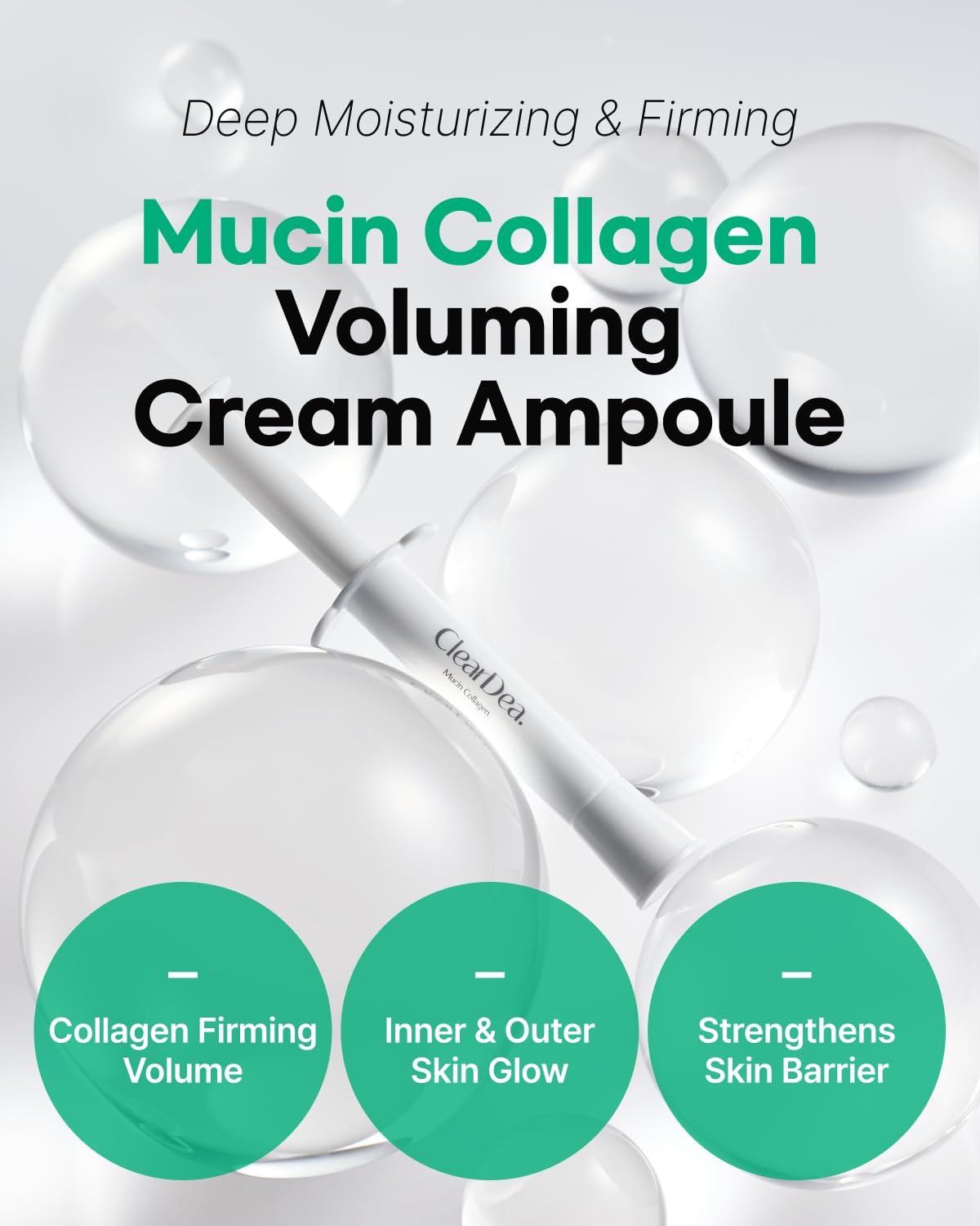 ClearDea Mucin Collagen Ampoule cream texture smooths and absorbs without heaviness.