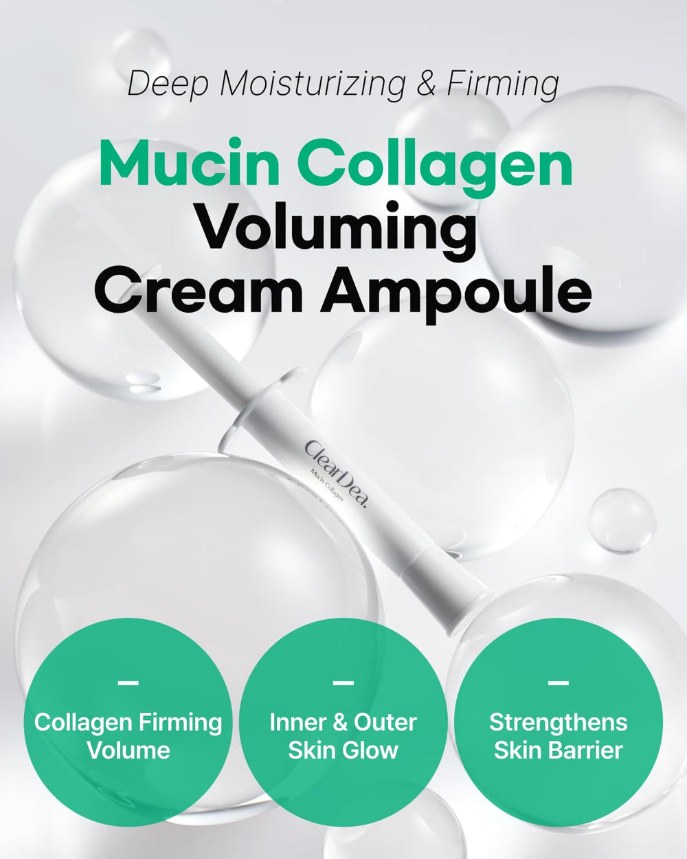 ClearDea Mucin Collagen Ampoule cream texture smooths and absorbs without heaviness.