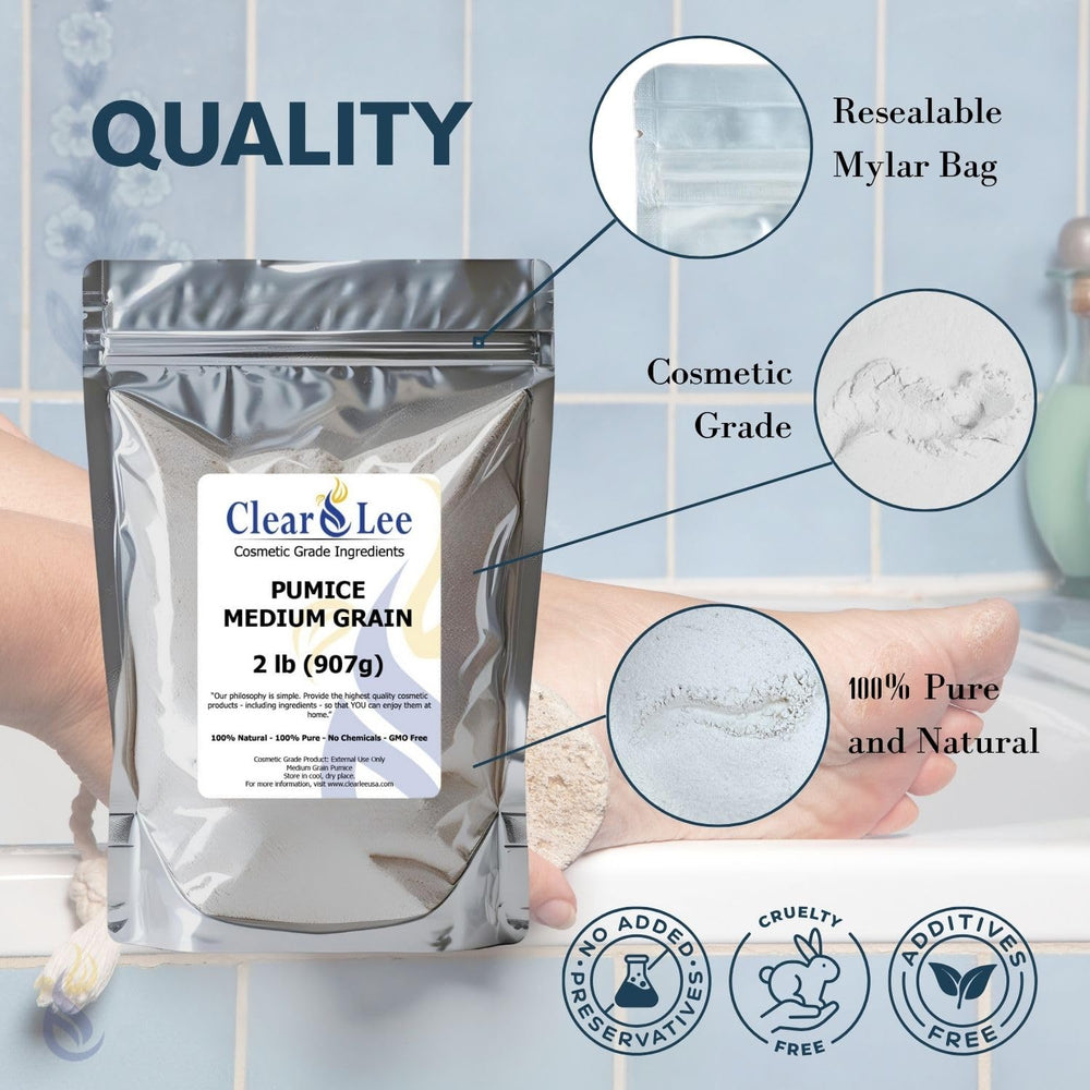 ClearLee pumice powder used for foot scrub to soften rough heels