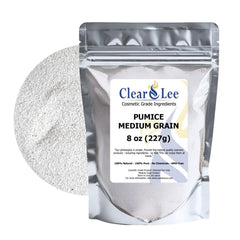 ClearLee cosmetic grade pumice packaging shown in resealable bag for easy storage