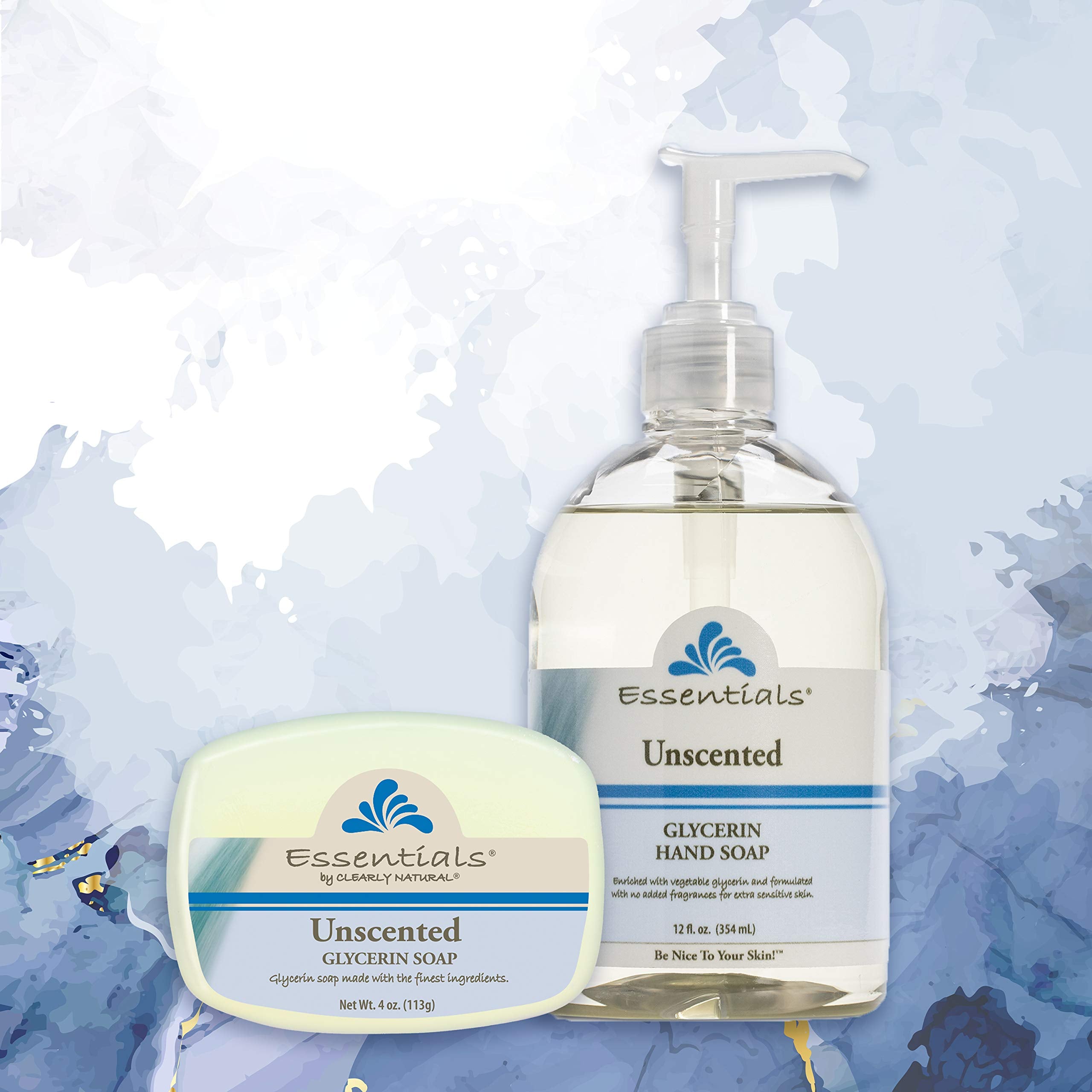 Clearly Natural Essentials glycerin bar soap unscented texture highlights non-drying hydration