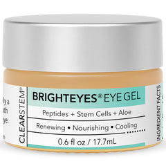 CLEARSTEM BrightEyes eye gel close-up showing silky cooling texture for refreshed eyes