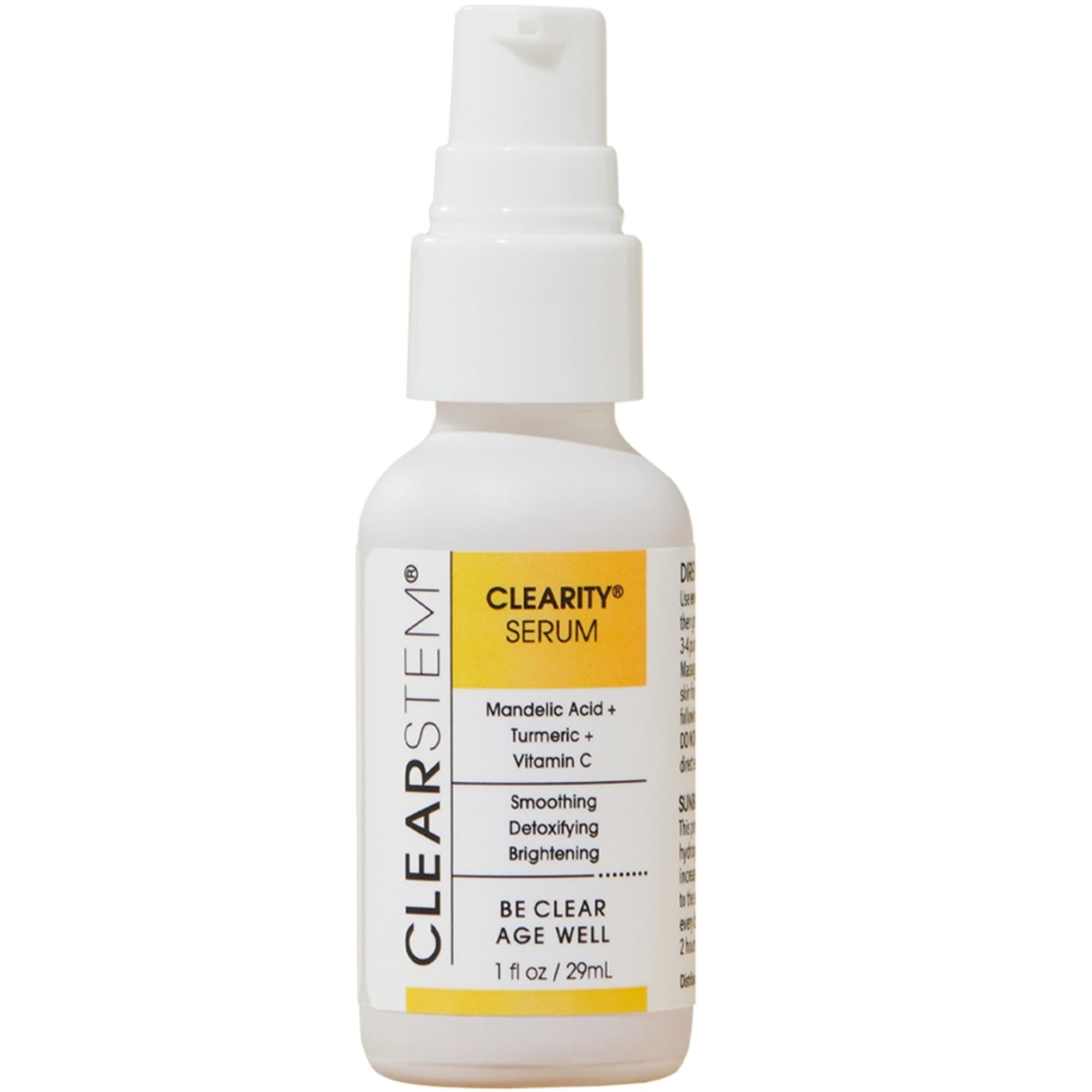 CLEARSTEM CLEARITY bottle pour shows pore-clearing exfoliation.