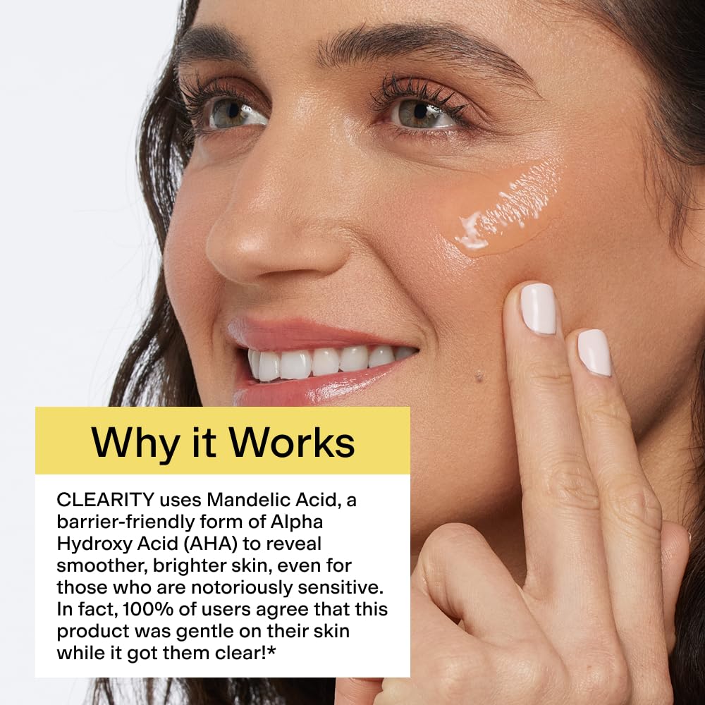 CLEARSTEM CLEARITY glow suggests radiance with consistent use.