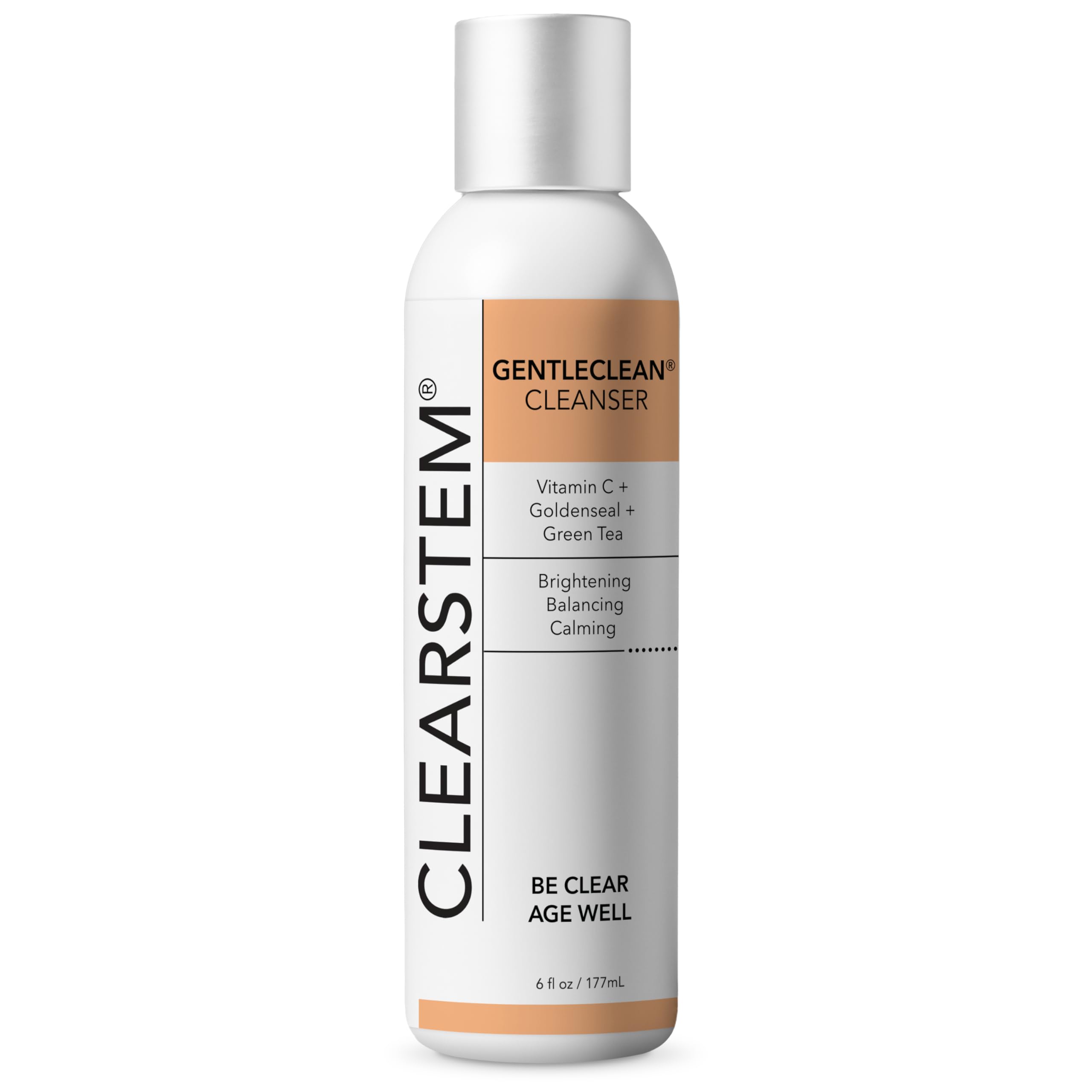 CLEARSTEM GentleClean bottle with goldenseal and green tea for calming skin