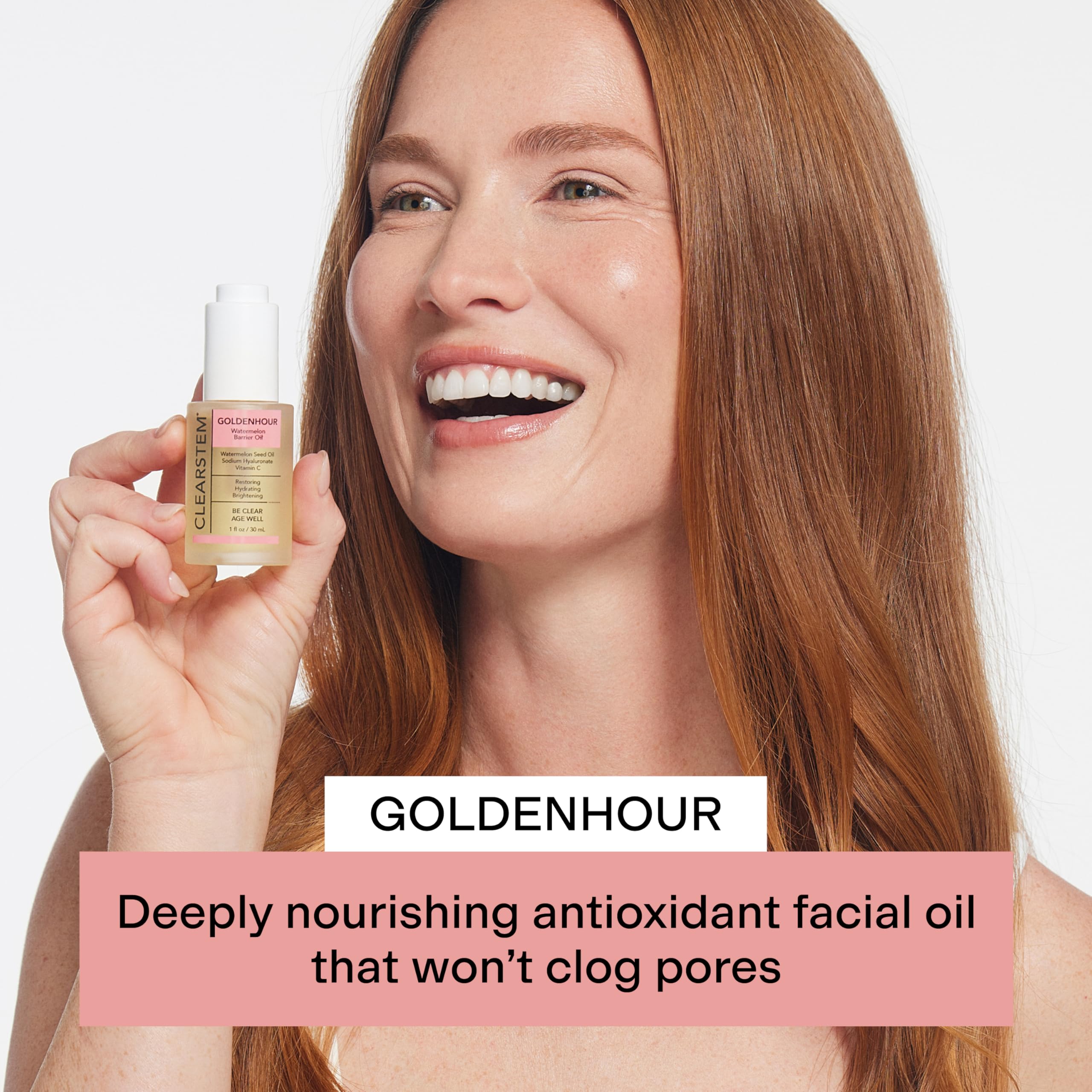 CLEARSTEM GOLDENHOUR oil pour captures quick-absorbing texture for day-long moisture