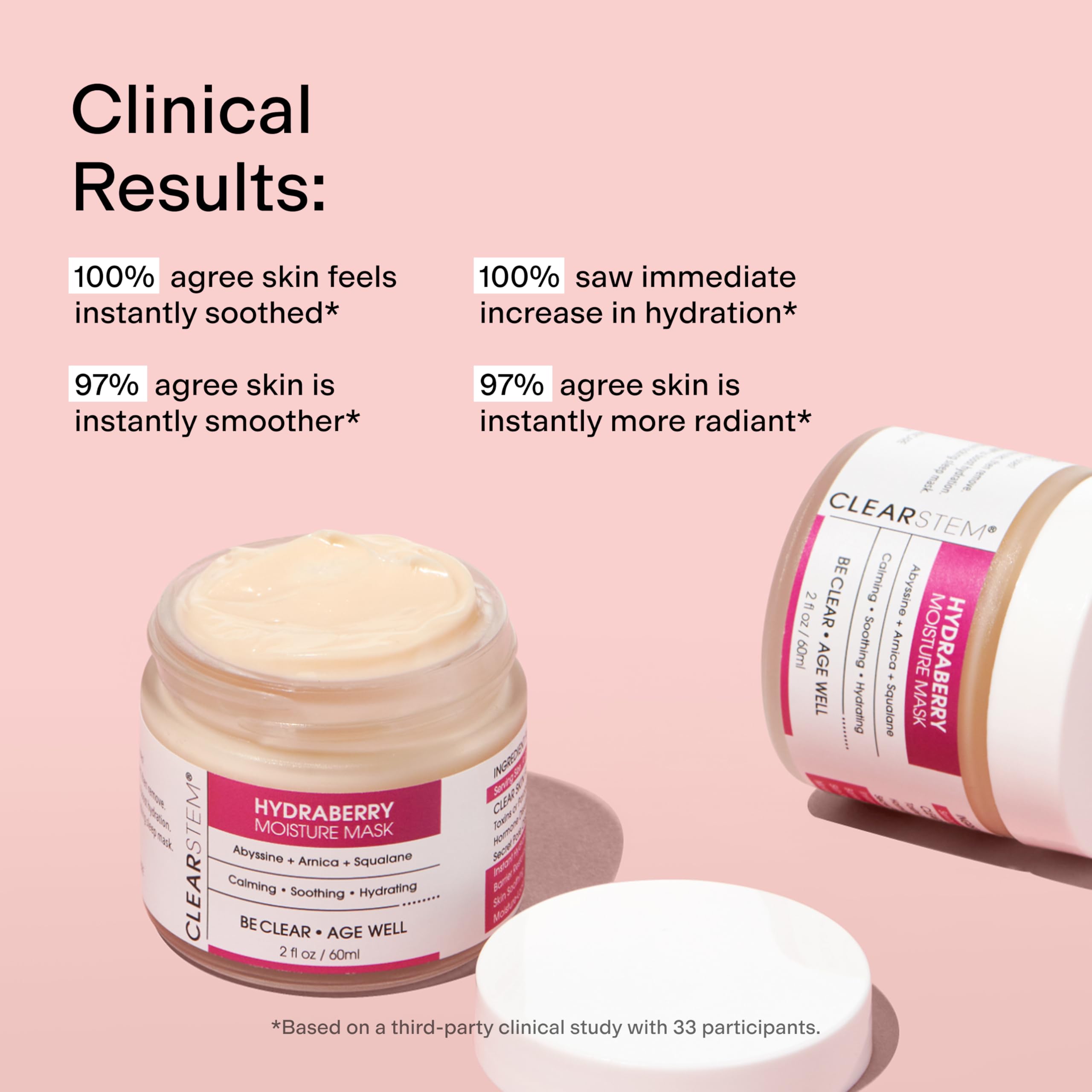 CLEARSTEM Hydraberry bottle under dramatic lighting communicates premium nighttime care.