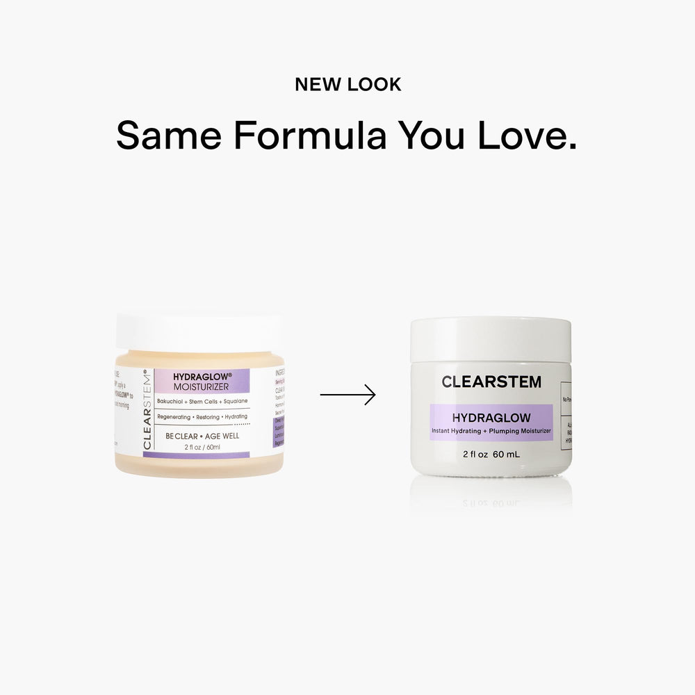 CLEARSTEM Hydraglow application on face and neck demonstrates morning or night skincare routine