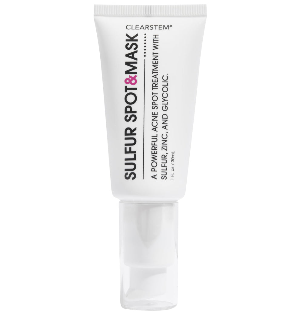 CLEARSTEM sulfur-spotmask bottle closeup for refined texture and calm appearance.