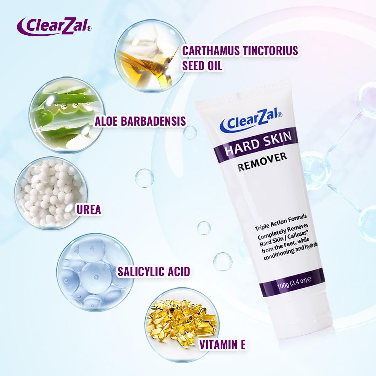 Clearzal foot cream triple-action formula softening and moisturizing