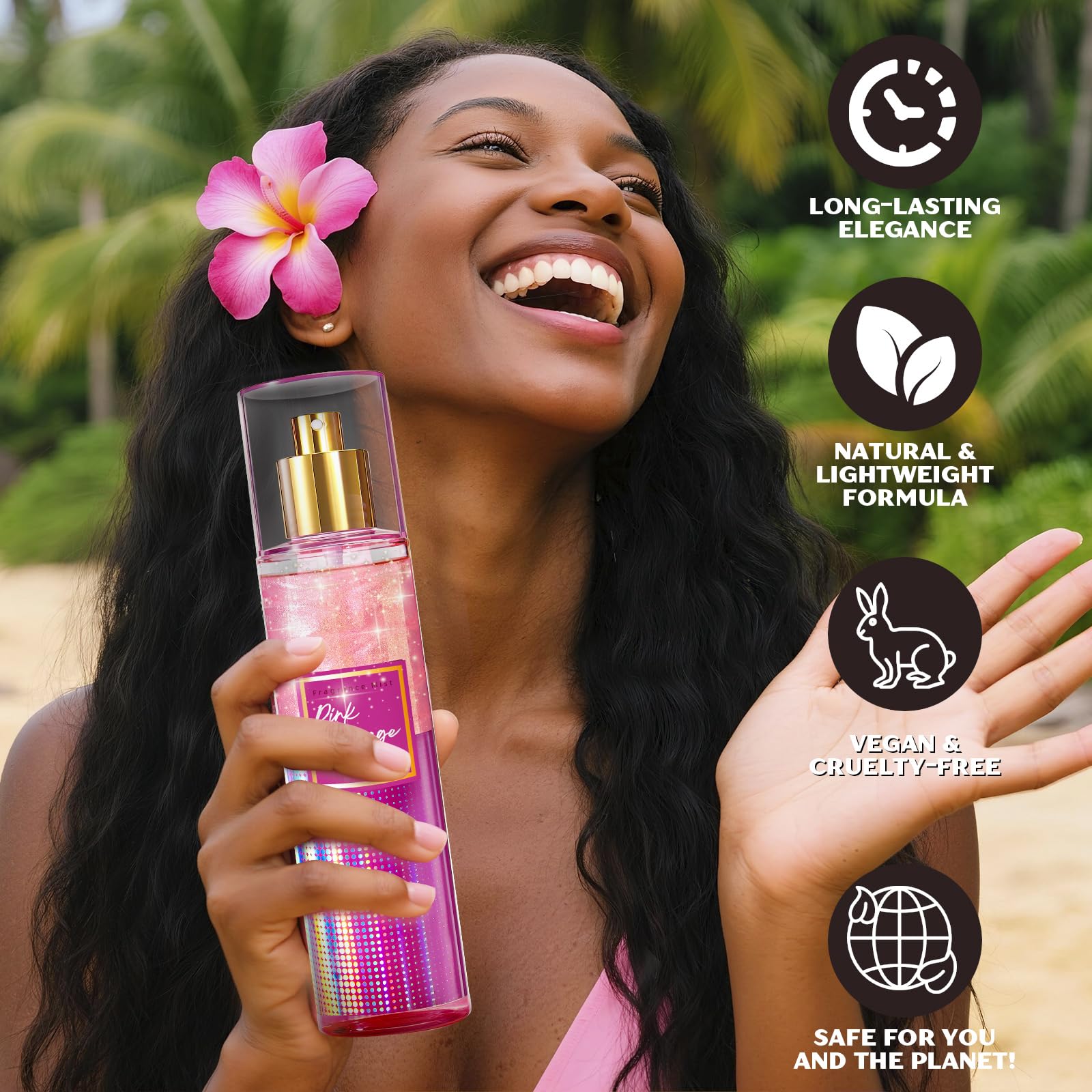 CLESH Pink Mirage mist closeup reveals light florals for layering