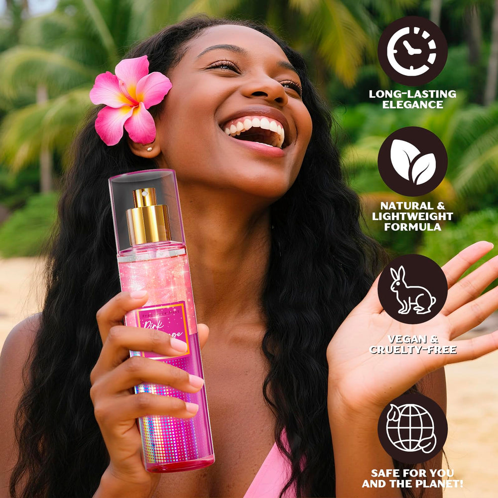 CLESH Pink Mirage mist closeup reveals light florals for layering