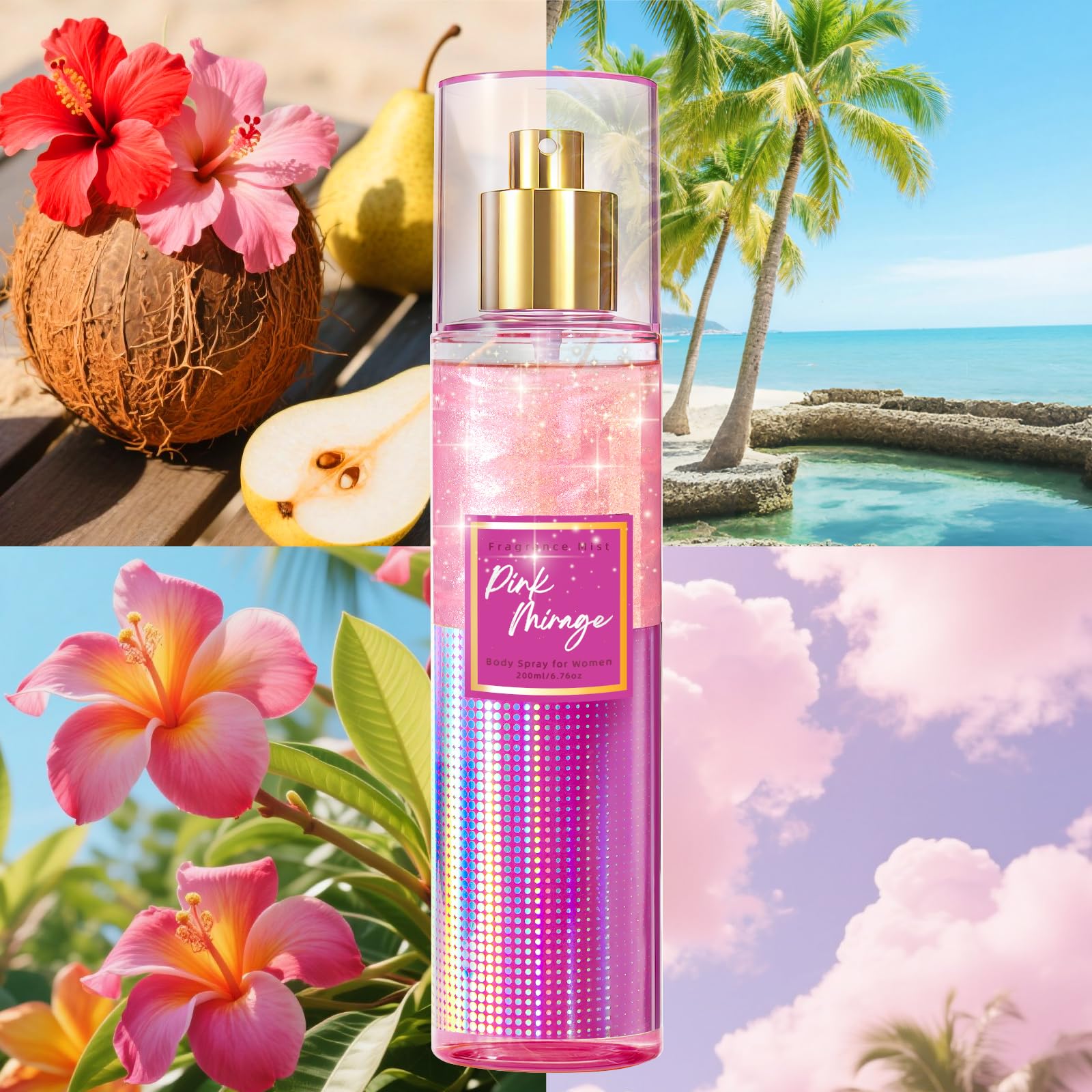 CLESH Shimmer Pink Mirage model applying spray for daily fragrance ritual