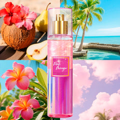 CLESH Shimmer Pink Mirage model applying spray for daily fragrance ritual