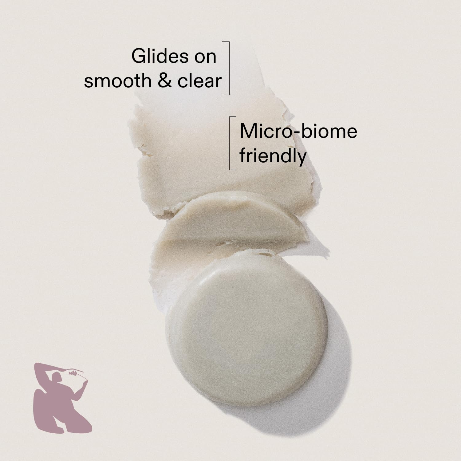 Cleo + Coco balm being swiped underarm to show clear, residue-free application