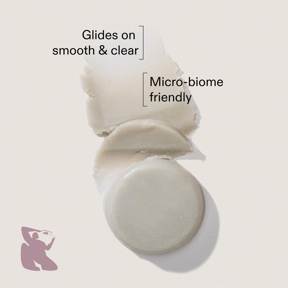 Cleo + Coco balm being swiped underarm to show clear, residue-free application
