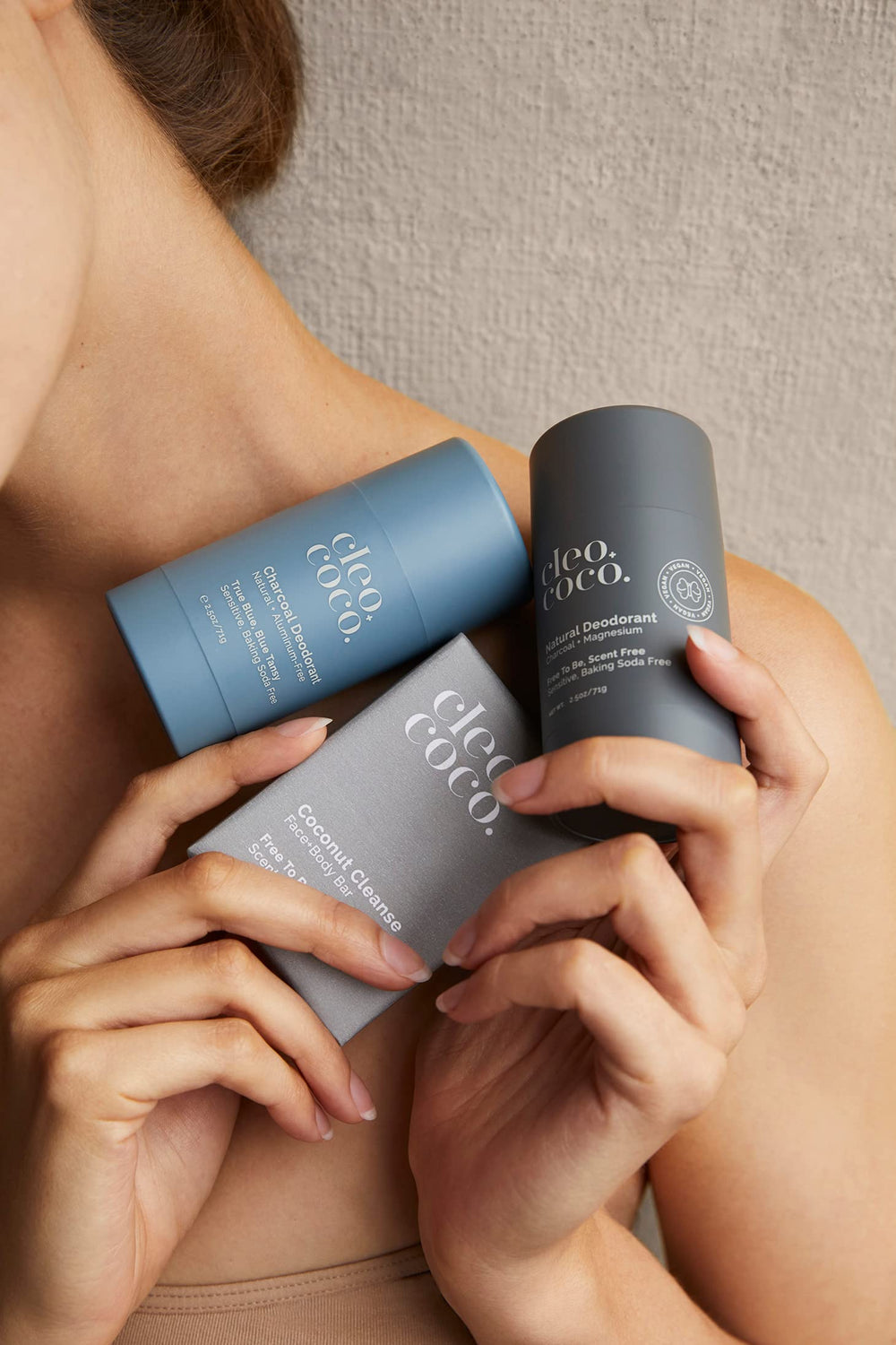 Cleo+Coco vegan cruelty-free label signaling ethical, skin-friendly deodorant choice.