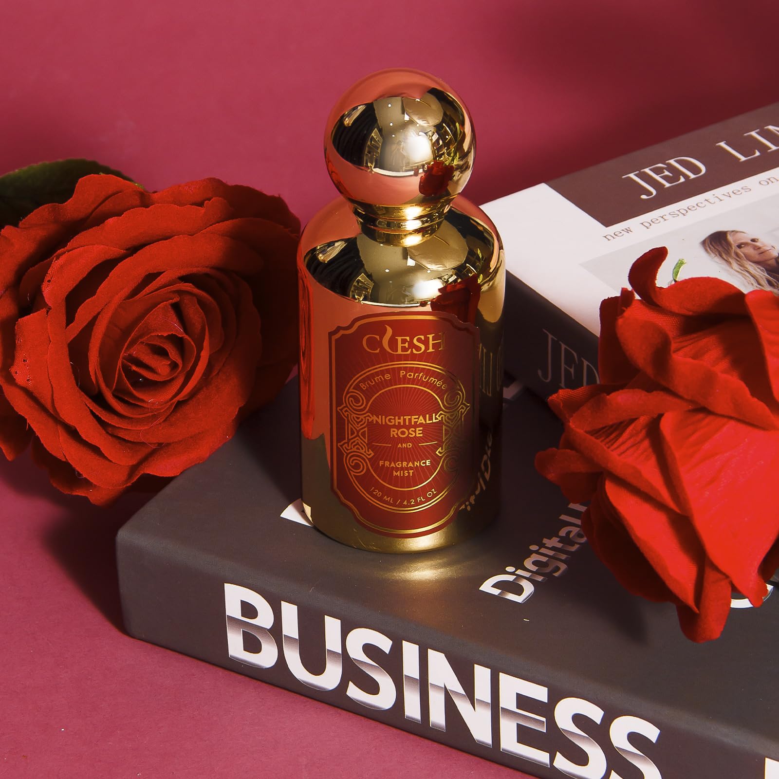 CLESH Nightfall Rose cap close-up emphasizes luxe detail and portability.