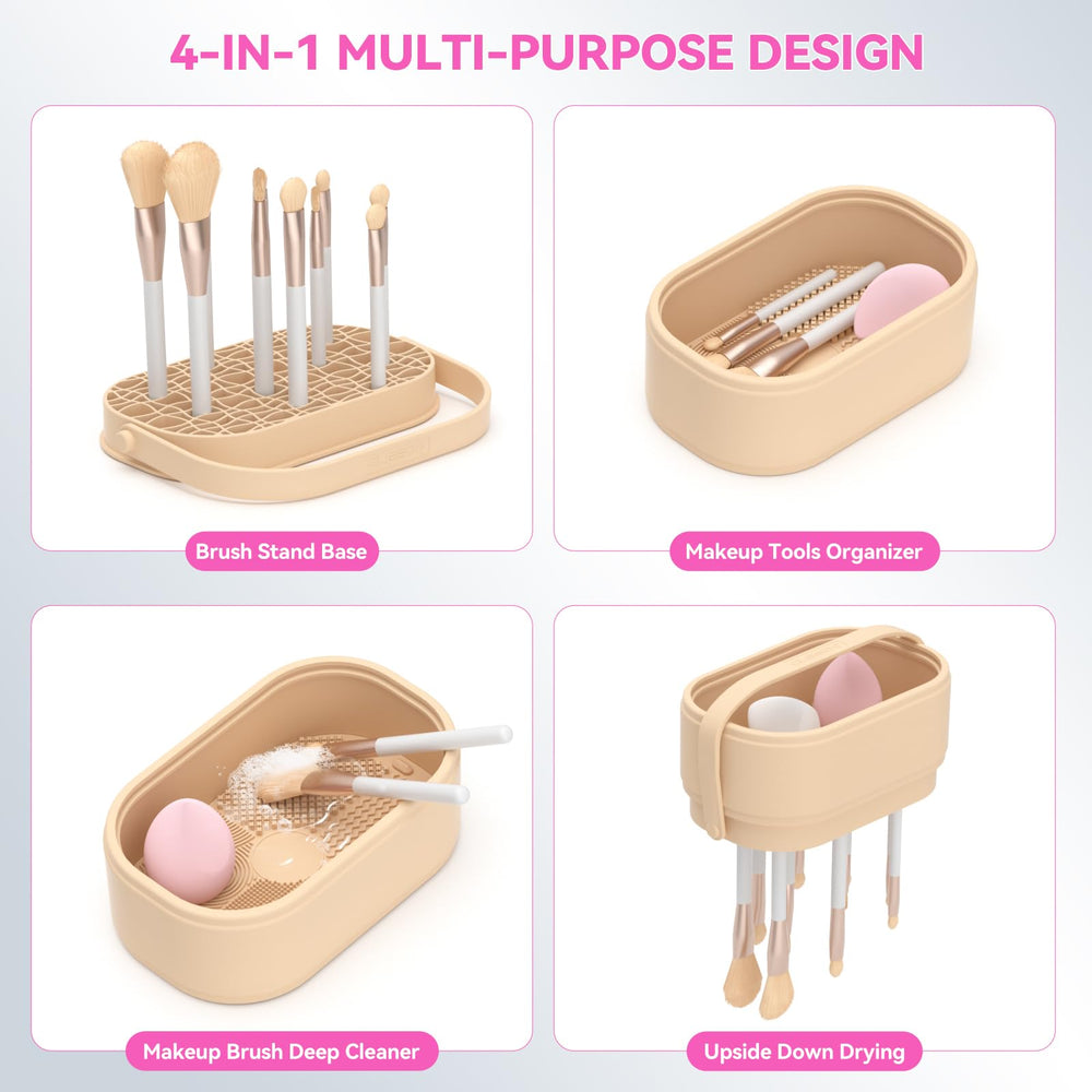 CLESOO makeup brush cleaner mat removable drain plug simplifies water disposal after washing