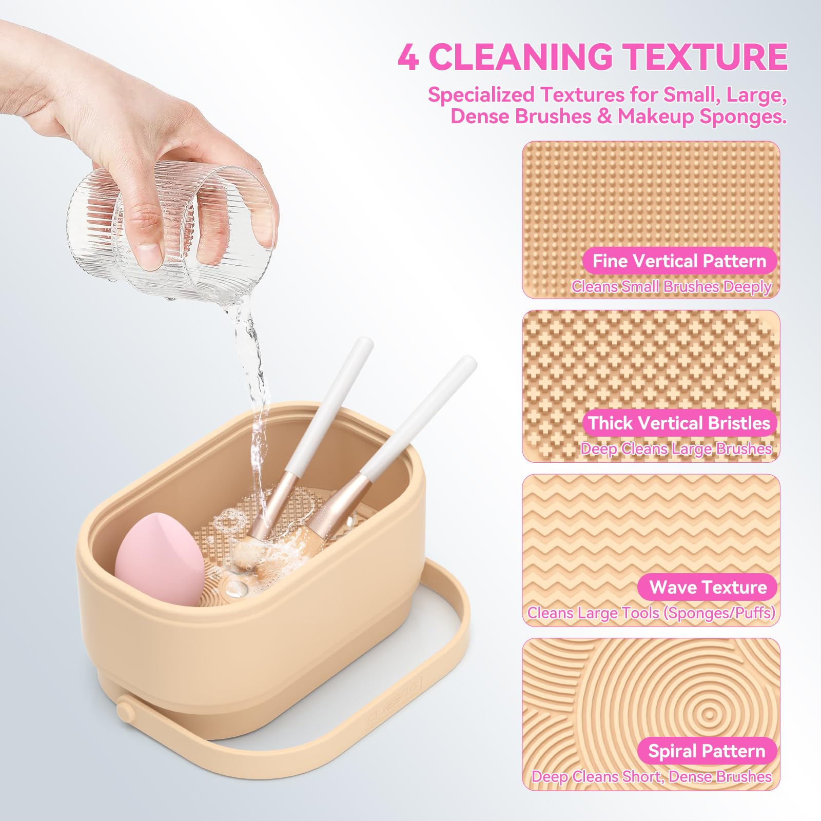 CLESOO makeup brush cleaner mat storage base keeps brushes organized within reach