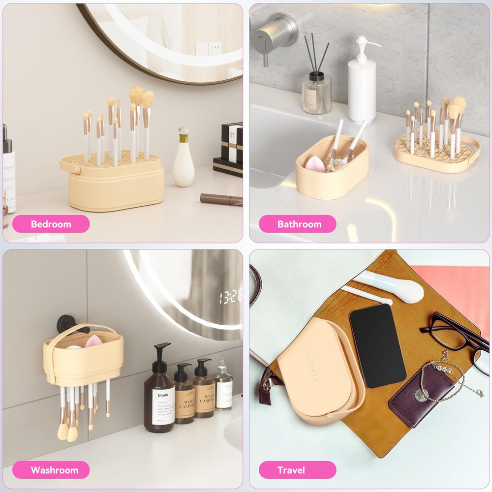 CLESOO makeup brush cleaner mat compact travel-friendly design fits luggage