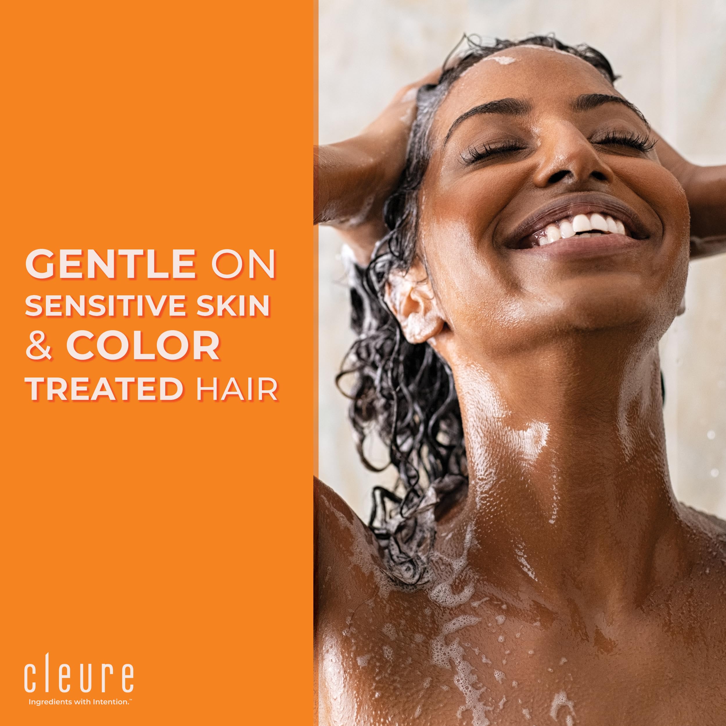 Closeup shows Cleure lather delivering lightweight cleansing and moisture.