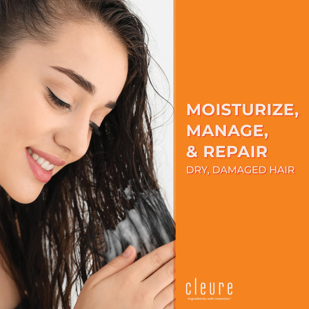 Cleure Hydrating Fragrance Free Conditioner being applied shows gentle detangling and smoothing