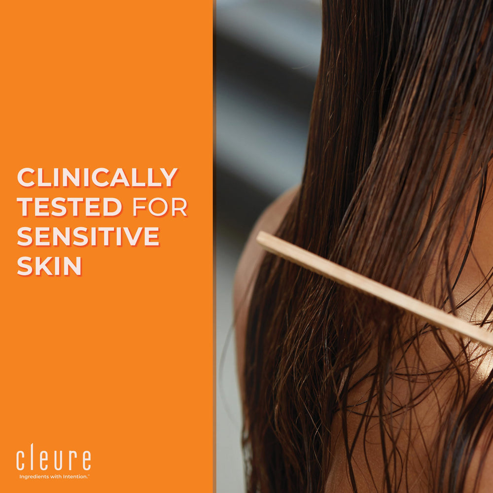 Cleure Hydrating Fragrance Free Conditioner scalp shot highlights fragrance-free care for sensitive skin