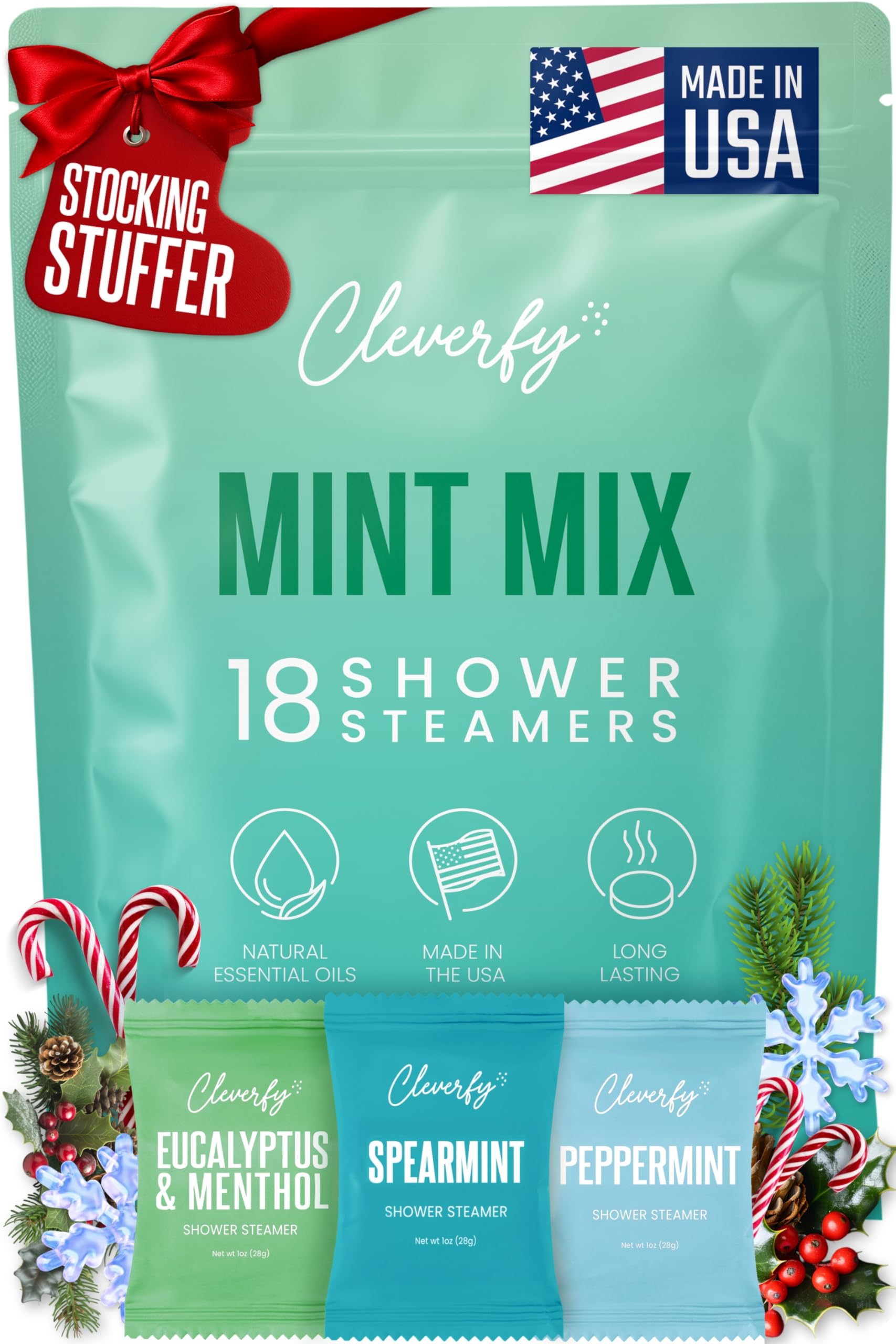 CLEVERFY eucalyptus shower steamers 18-pack bundle with relaxing aroma for daily routines