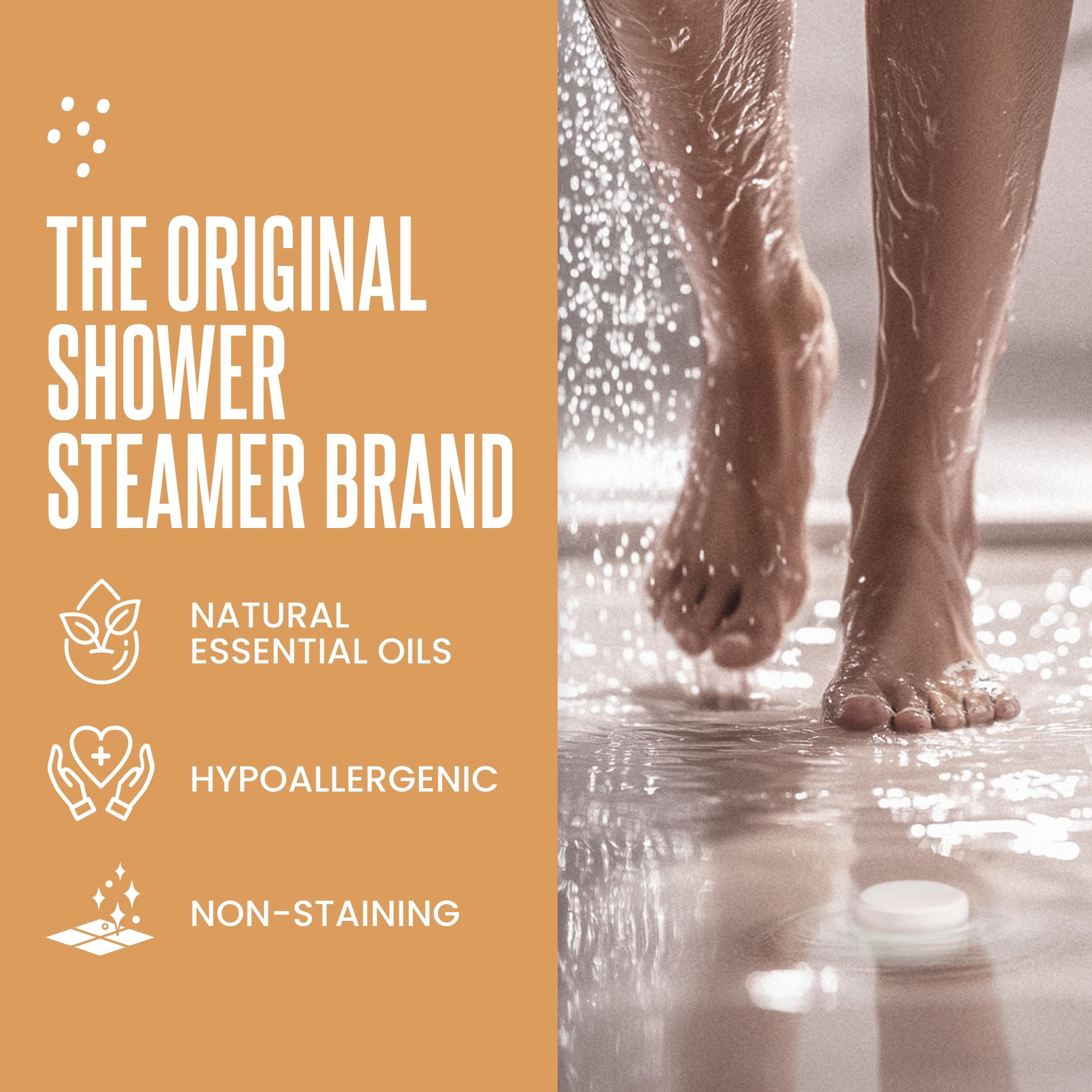 Cleverfy Citrus Shower Steamers on a bathroom shelf in a cozy home spa setup