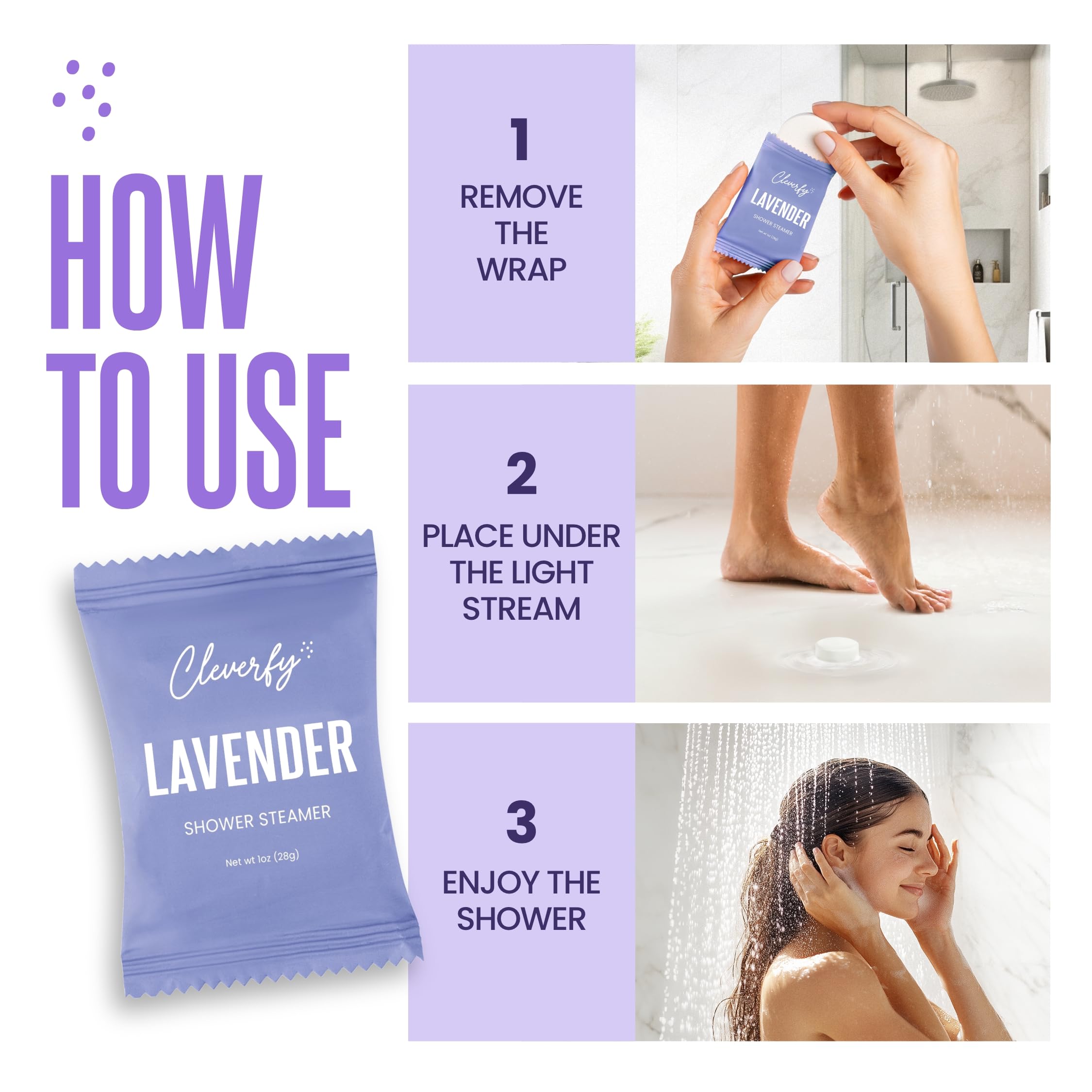 CLEVERFY USA-made lavender steamers packaging cruelty-free ingredients.