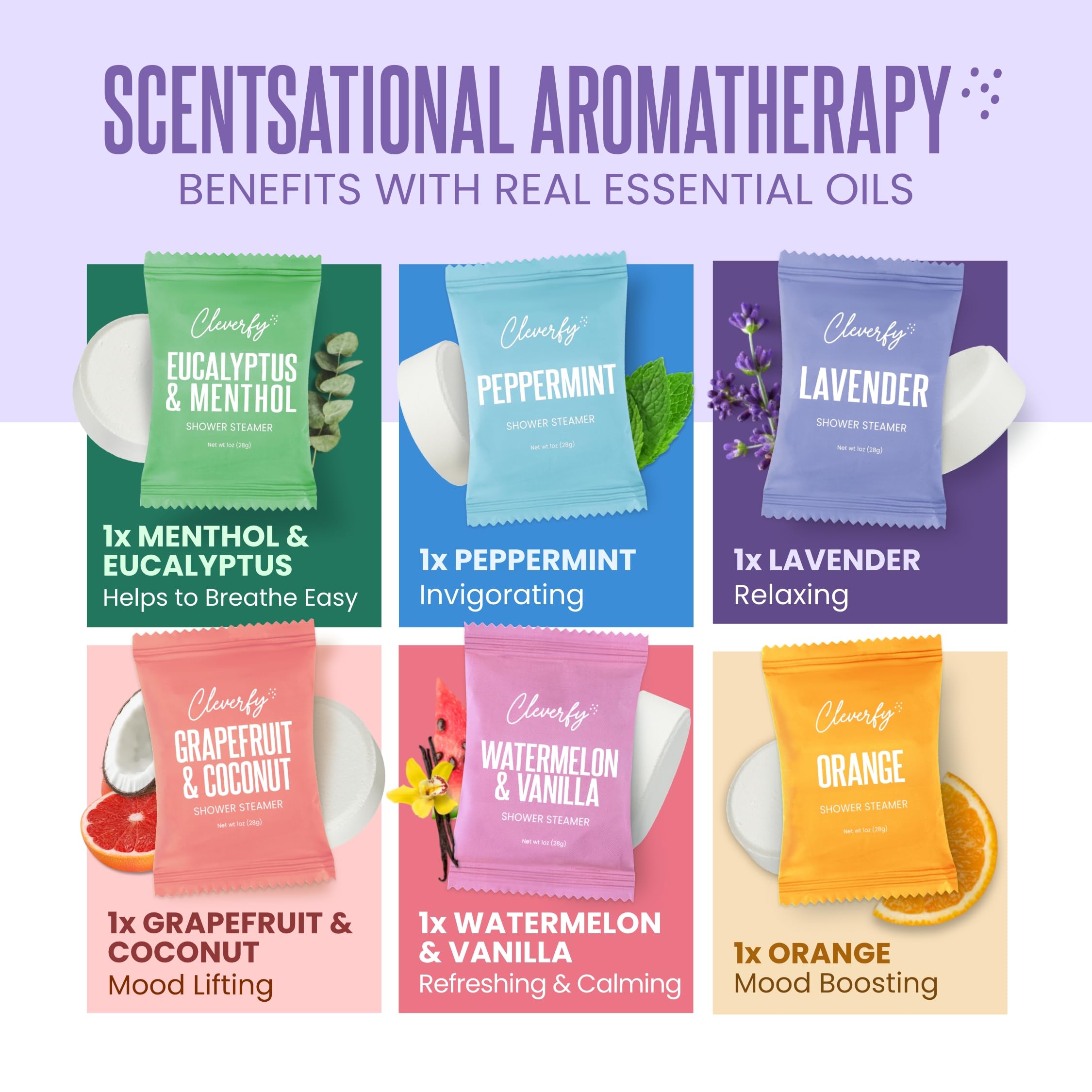 Cleverfy grapefruit tablet image suggests fresh, energizing scent ideal for daytime routines.