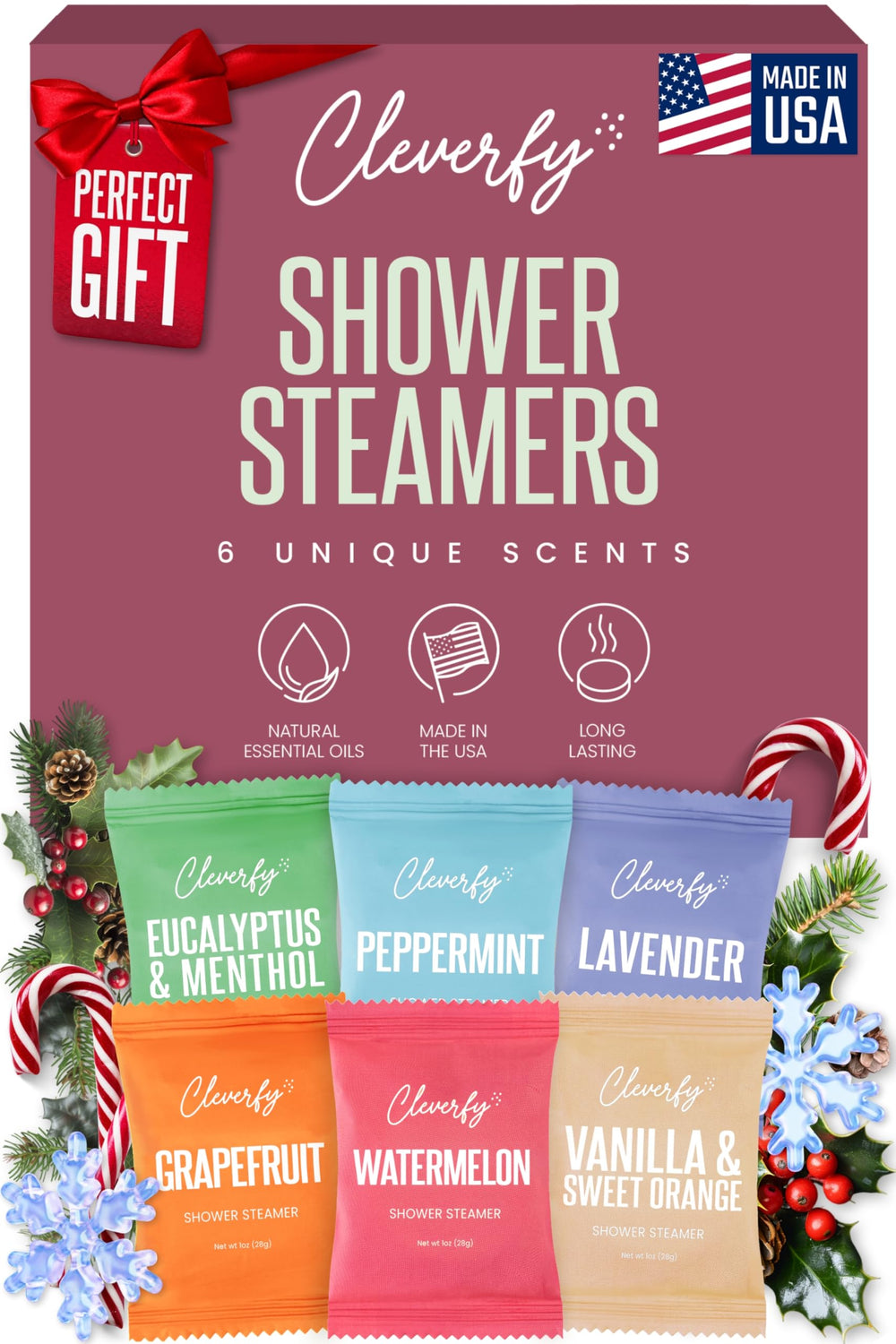 Cleverfy Shower Steamers Lavender in-pack for a calming spa-like shower ritual.
