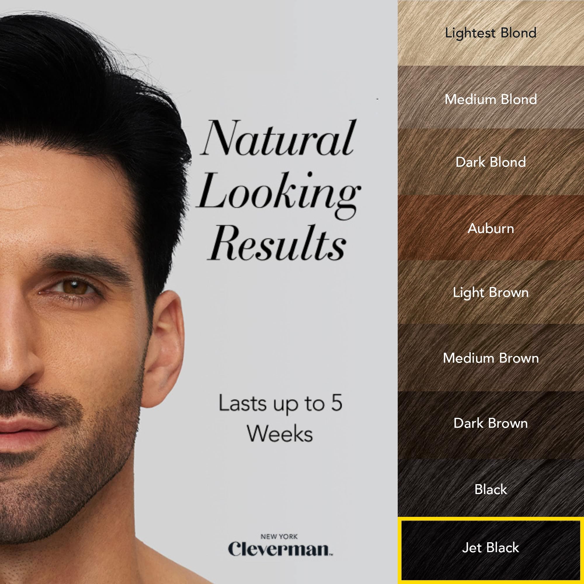 CLEVERMAN Hair Dye Kit packaging highlights all-in-one solution for hair, beard, and touch-ups.