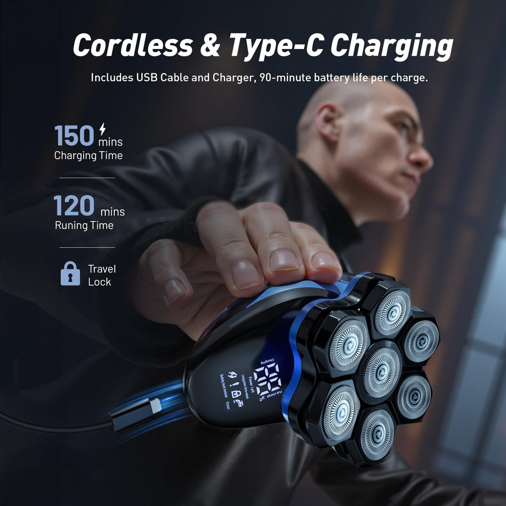 Clforczh Type-C fast charging powers shaving sessions quickly.