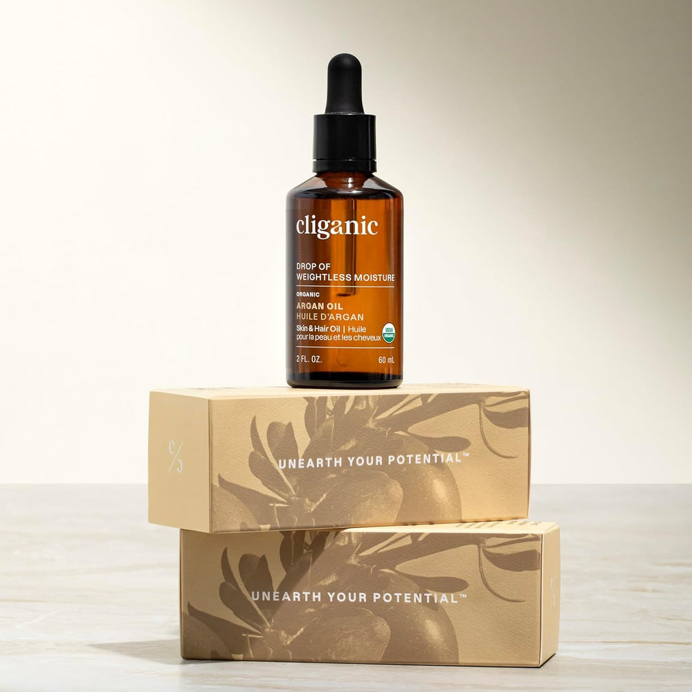 Cliganic Argan Oil for face and skin moisturizing routine.