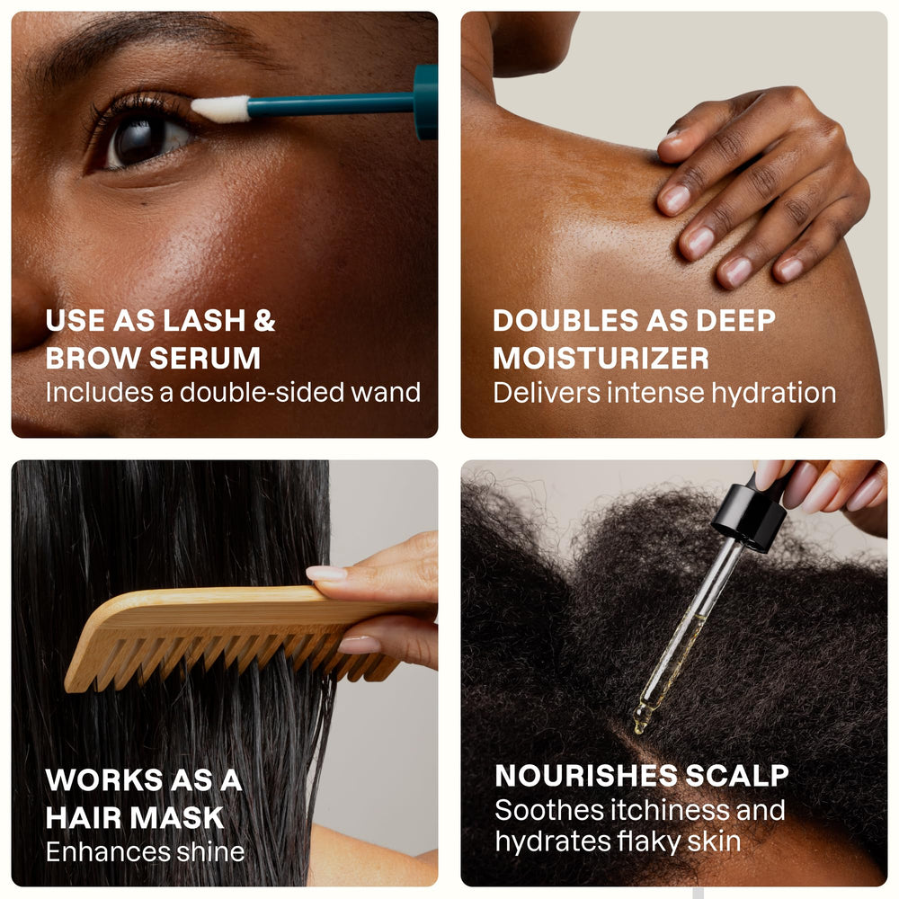Cliganic castor oil cold-pressed process image indicates solvent-free potency.