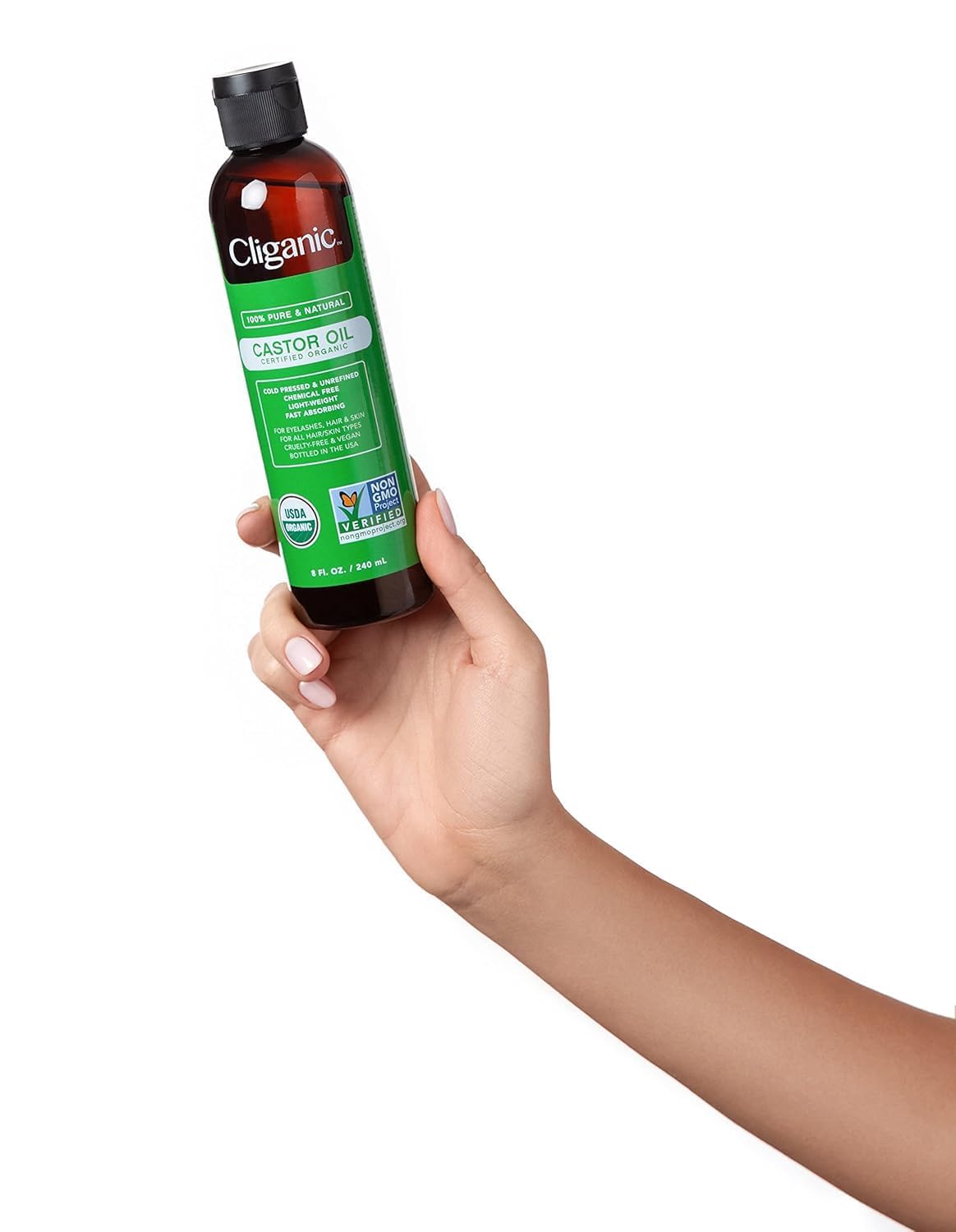 Cliganic Castor Oil cruelty-free vegan tag image signals ethical sourcing