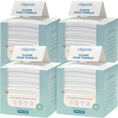 Cliganic Clean Face Towels XL bulk box for hygienic makeup removal and daily use