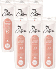 Cliganic cotton rounds 540-count stack showing plush fibers for gentle makeup removal