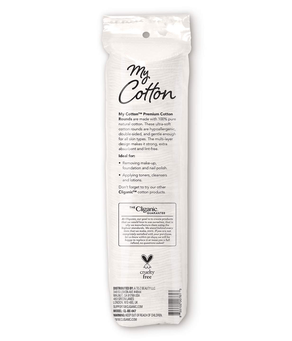 Cliganic cotton rounds in use for makeup removal demonstrating absorbent performance
