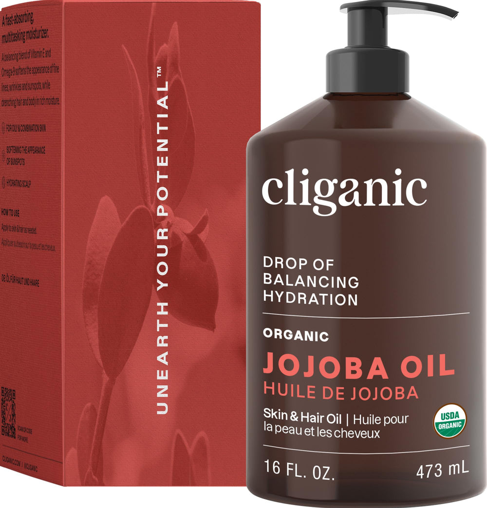 Cliganic Jojoba Oil on hair demonstrating conditioning and shine